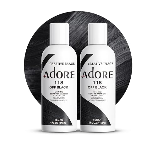 Adore Semi Permanent Hair Color (118 Off Black) (2 Pack) | Vegan & Cruelty-Free Black Hair Dye | No Ammonia, No Peroxide, No Alcohol | 4 Fl Oz