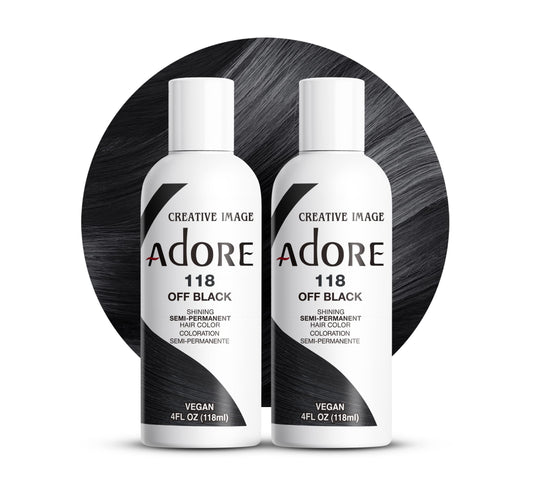 Adore Semi Permanent Hair Color (118 Off Black) (2 Pack) | Vegan & Cruelty-Free Black Hair Dye | No Ammonia, No Peroxide, No Alcohol | 4 Fl Oz
