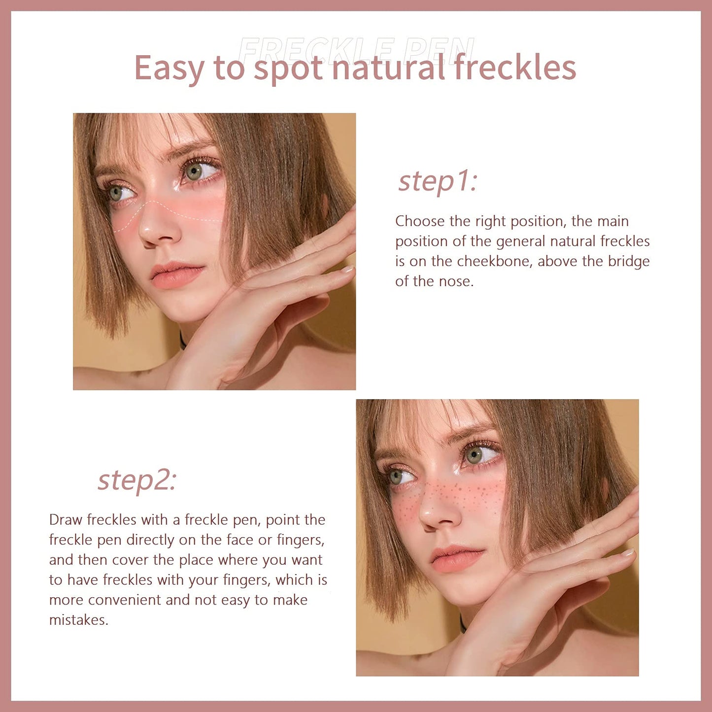 Marine Forest Freckle Pen 2 Colors Waterproof Long Lasting Quick Dry Small Spot Natural Like Face Freckle Makeup Pen, Dark Brown and Light Brown