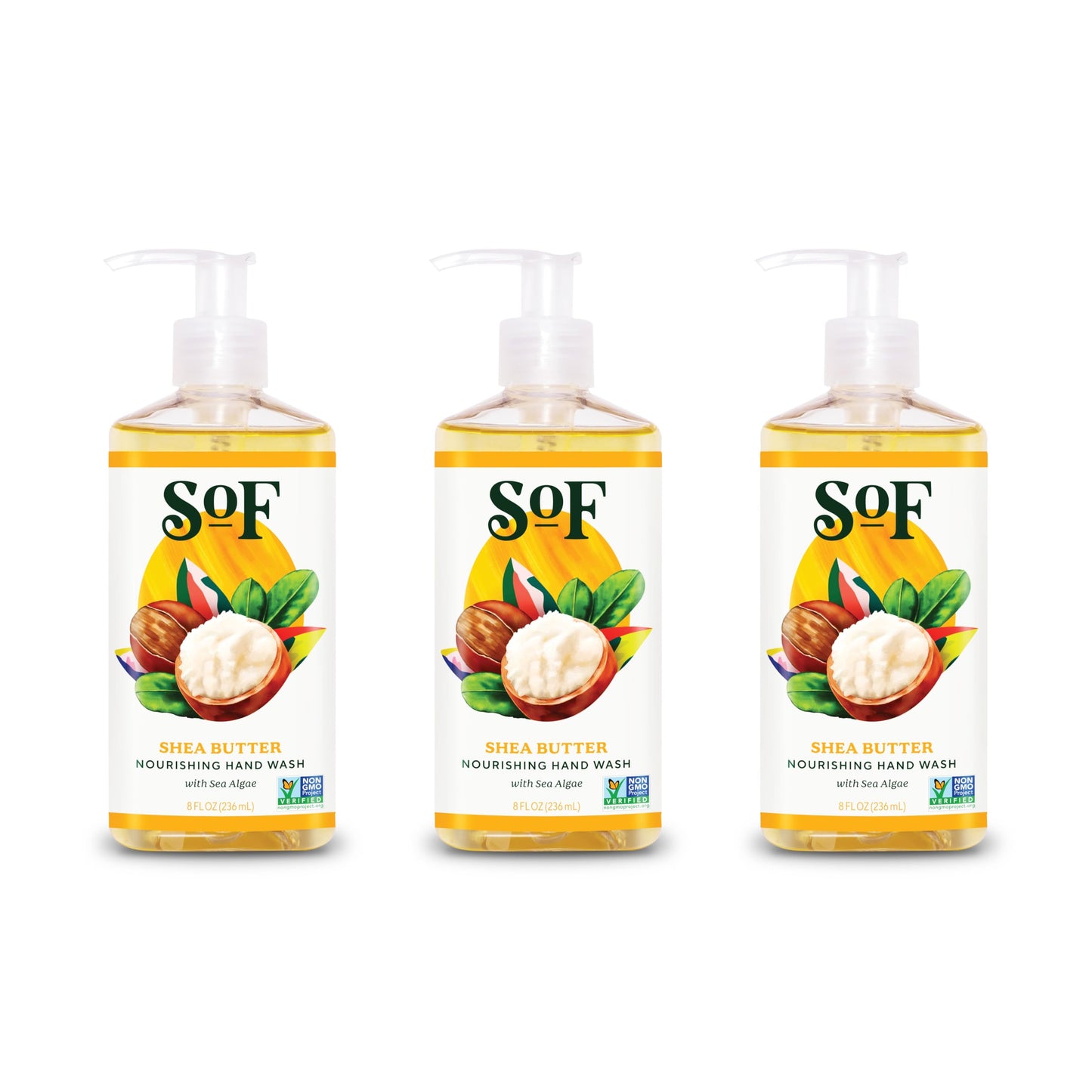 South Of France SoF Nourishing Hand Wash - With Moisturizing Sea Algae, Coconut & Olive Oil- Vegan & Non GMO- Free From Phthalates, Sulfates