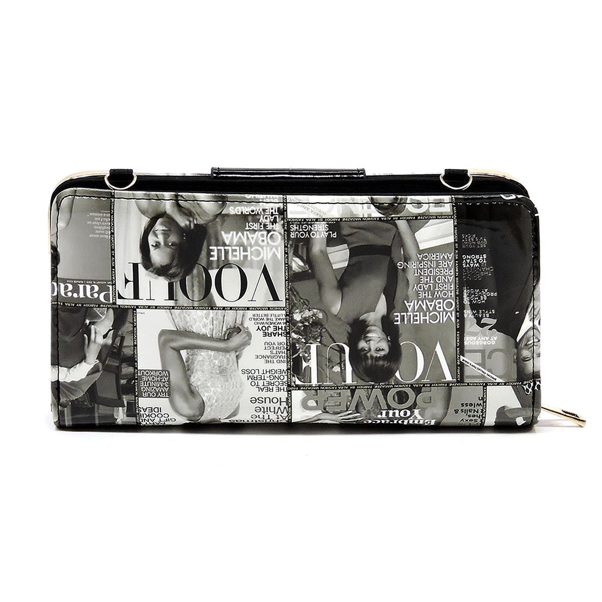 Glossy magazine cover collage cross body handbags purses clutches and wallets Michelle Obama bags (Wallet 6)