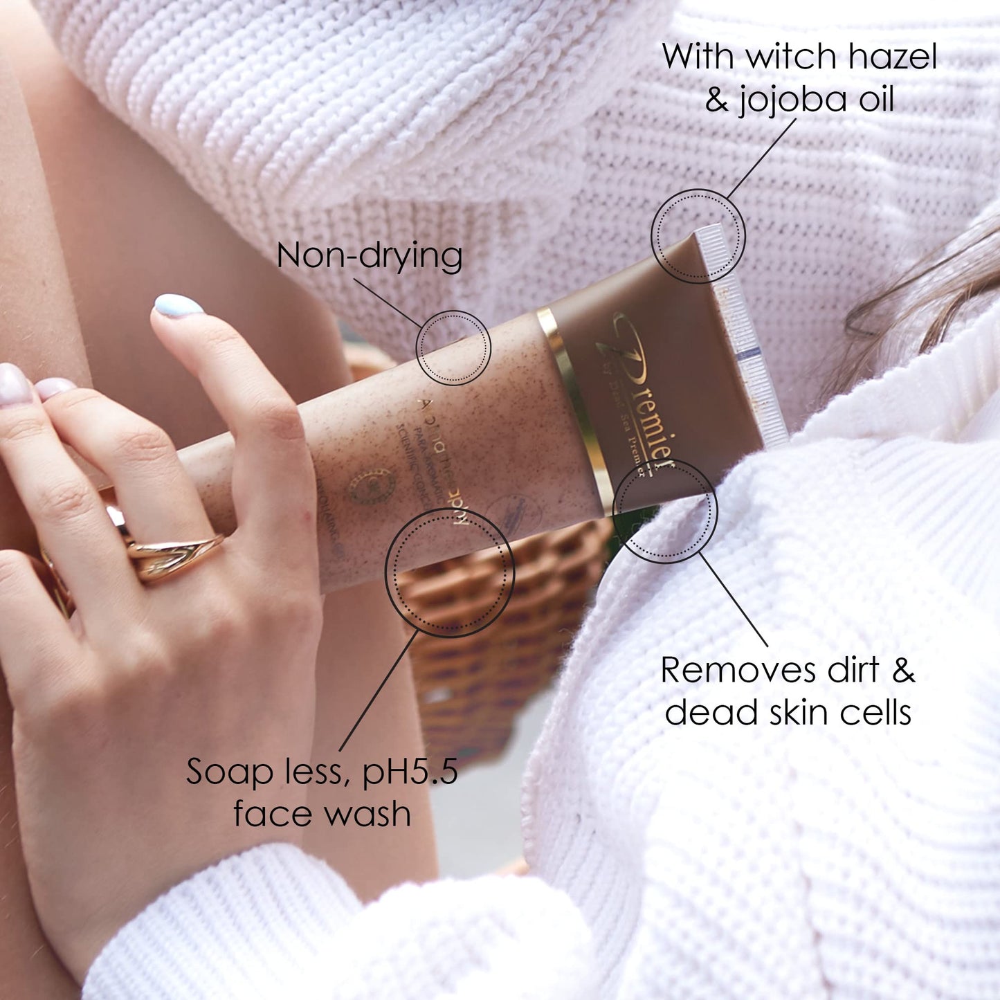 Premier Dead Sea Exfoliating Facial Gel Cleanser 4.25 oz – Micro-Grain Scrub with Dead Sea Minerals, Non-Drying, Aromatherapy & Skin Purifying