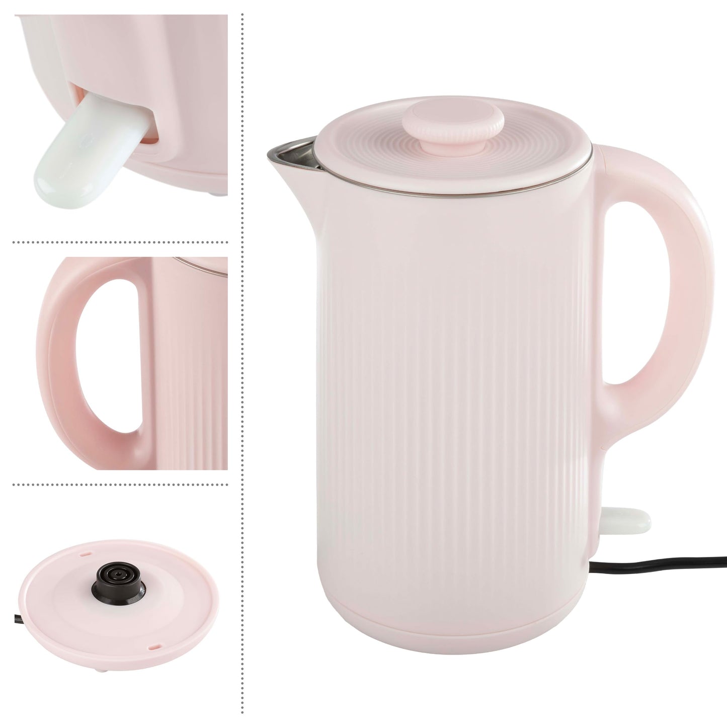 Electric Kettle - Auto-Off Rapid Boil Water Heater with Stainless-Steel Interior and Double Wall Construction by Classic Cuisine (Pink)