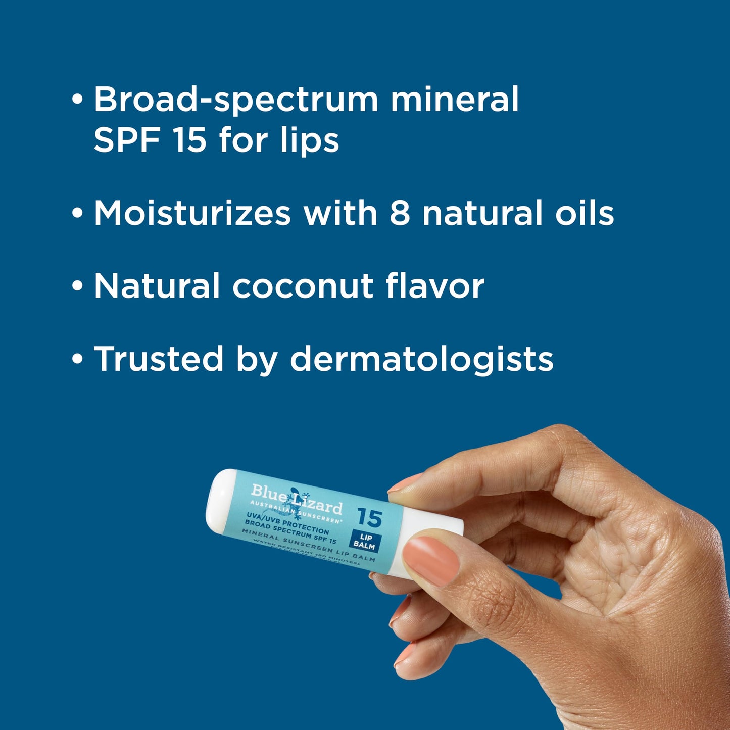BLUE LIZARD Mineral SPF 15 Lip Balm, 3-Pack: Broad Spectrum Sun Protection, Natural Coconut Flavor, 8 Natural Oils, Infused with Australian Kakadu Beauty and Personal Care BLUE LIZARD