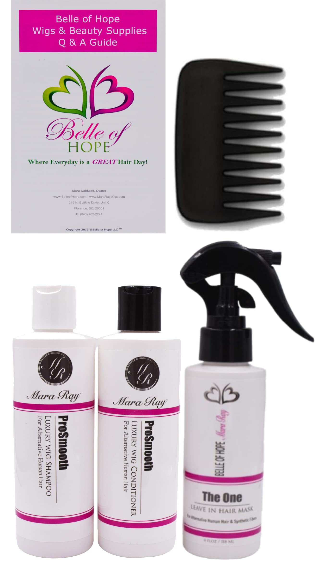 ADD-ON TOP Human Hair/HF Synthetic Blend Topper by Envy, 6PC Bundle: Topper, 4oz Mara Ray Luxury Shampoo, Conditioner, & The One Hair Mask, Wide Tooth