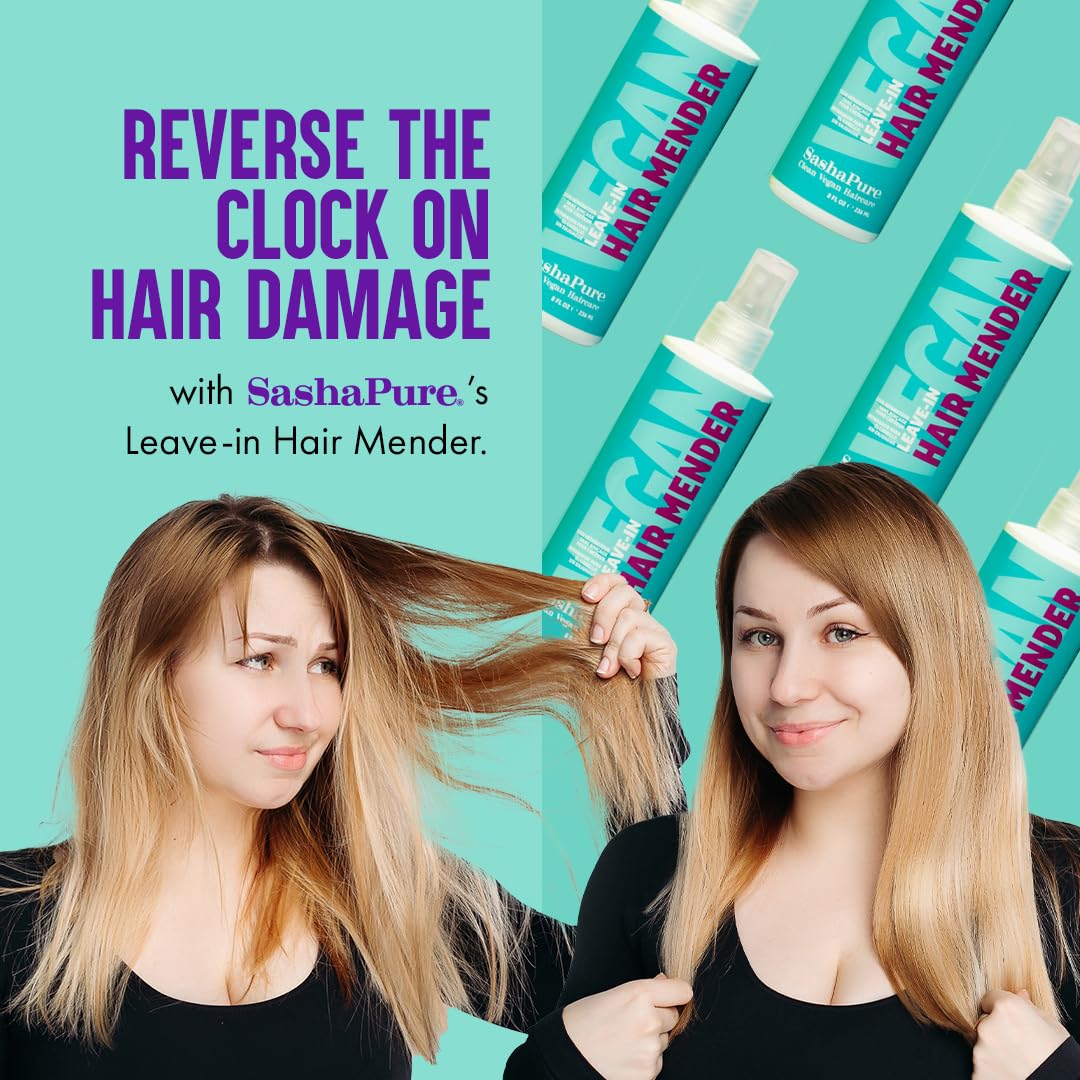 Sashapure Leave-In Hair Mender -Vegan Repair & Protection with Argan & Sacha Inchi Oil, Repairs Split Ends and Strengthens Hair, Hydrates and Restores