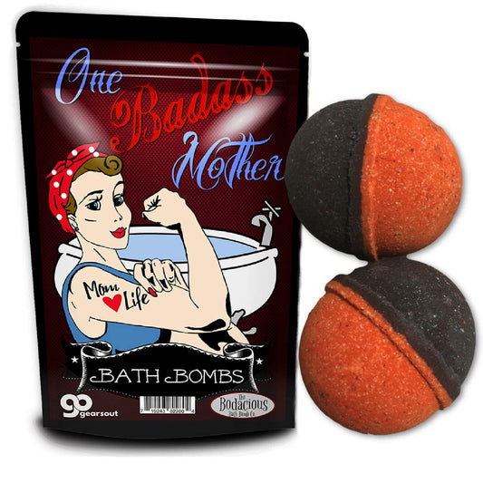 One Badass Mother Bath Bombs - Vintage Rosie Strong Mom Design - Funny Bath Bombs for Moms - XL Bath Fizzers, Black and Red, Handcrafted in The USA…