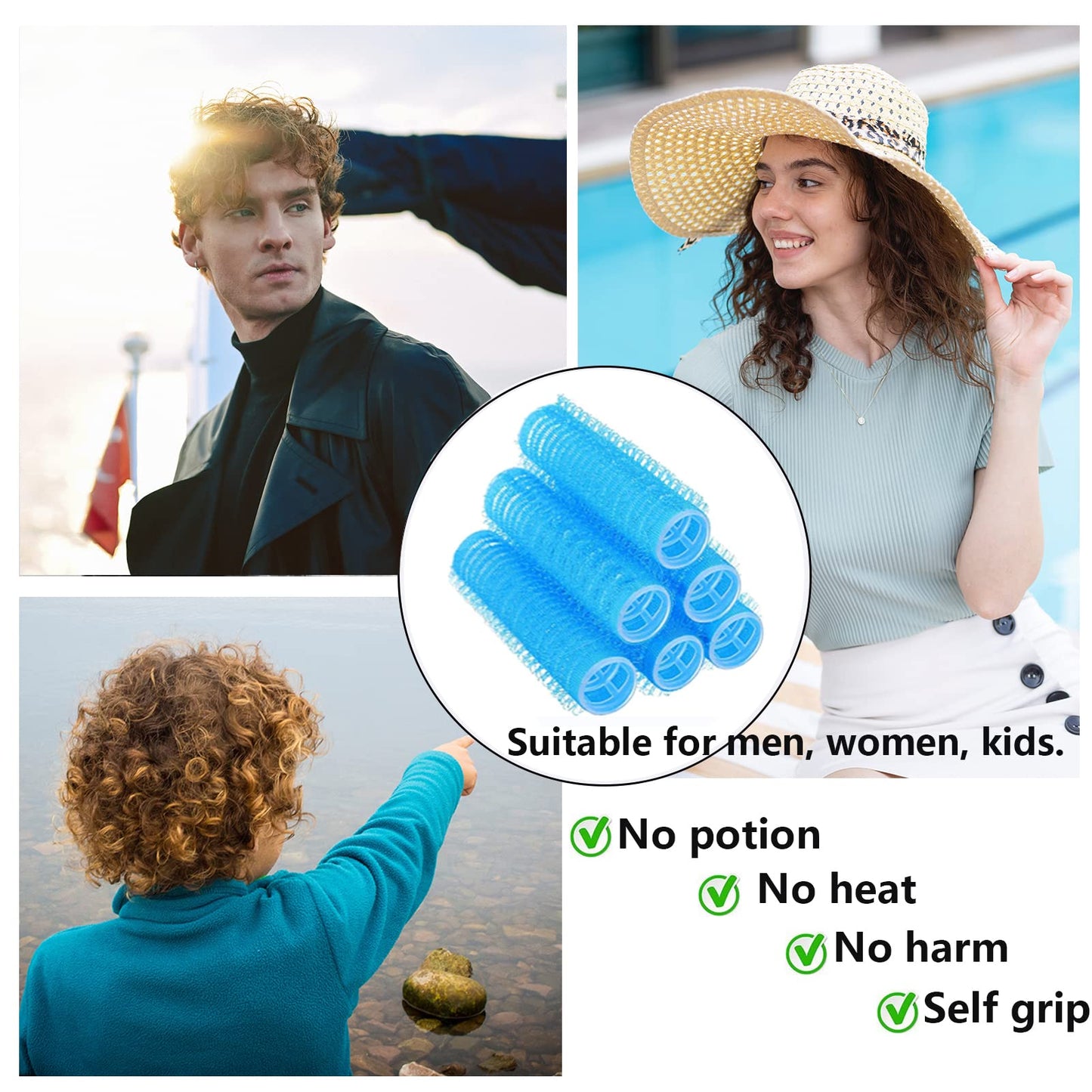 MOODKEY 18PCS Self Grip Small Hair Curlers Heatless Roller Hair Curlers Pro Salon Hairdressing Curler DIY Curly Hairstyle Hair Rollers Tools Rat Tail