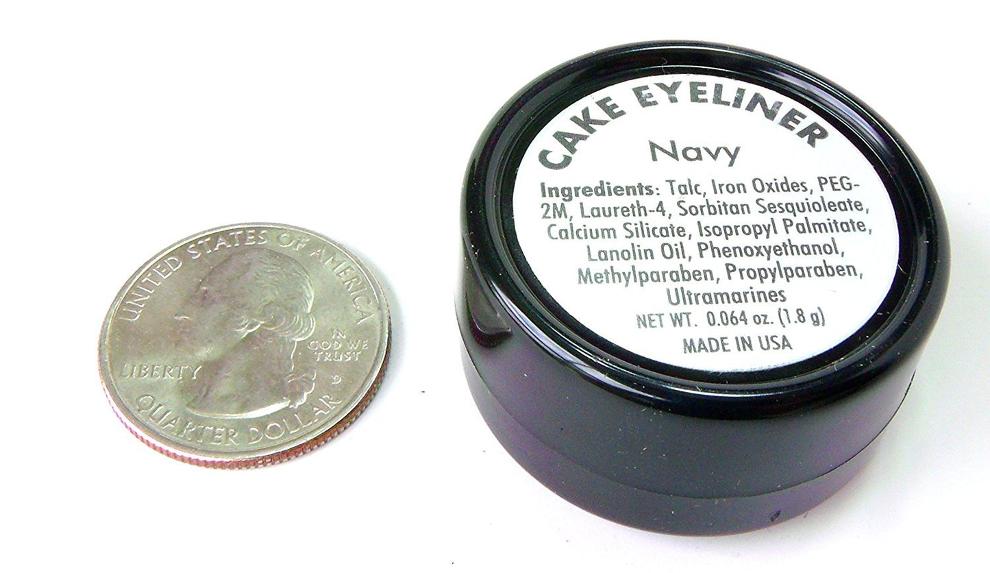 Pure Ziva Matte Cool Dark Navy Blue Cake Eyeliner & Pressed Eyeshadow, Water Activated Powder; Gluten & Cruelty Free