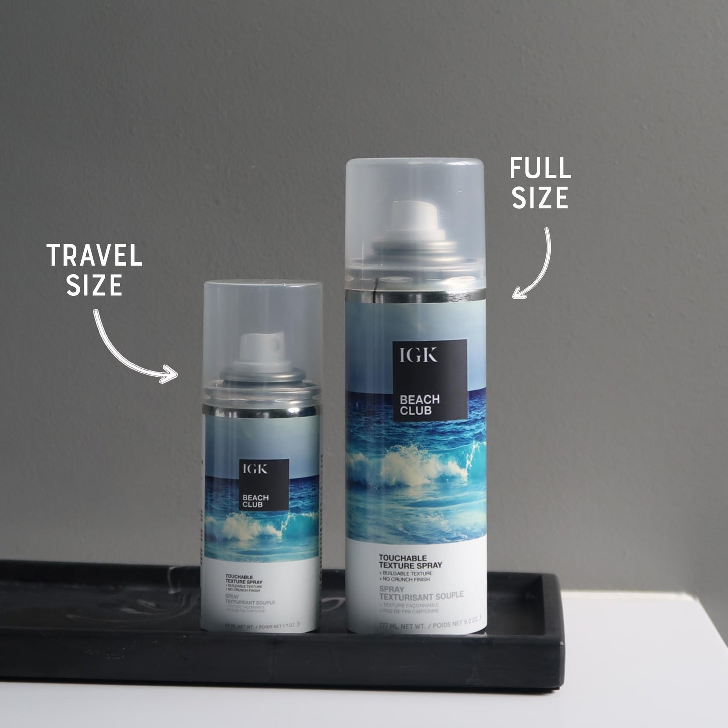 IGK BEACH CLUB Touchable Texture Spray Travel Bundle | Hold + Volume + Lightweight | Vegan + Cruelty Free | (5 Oz + 1.7 Oz)