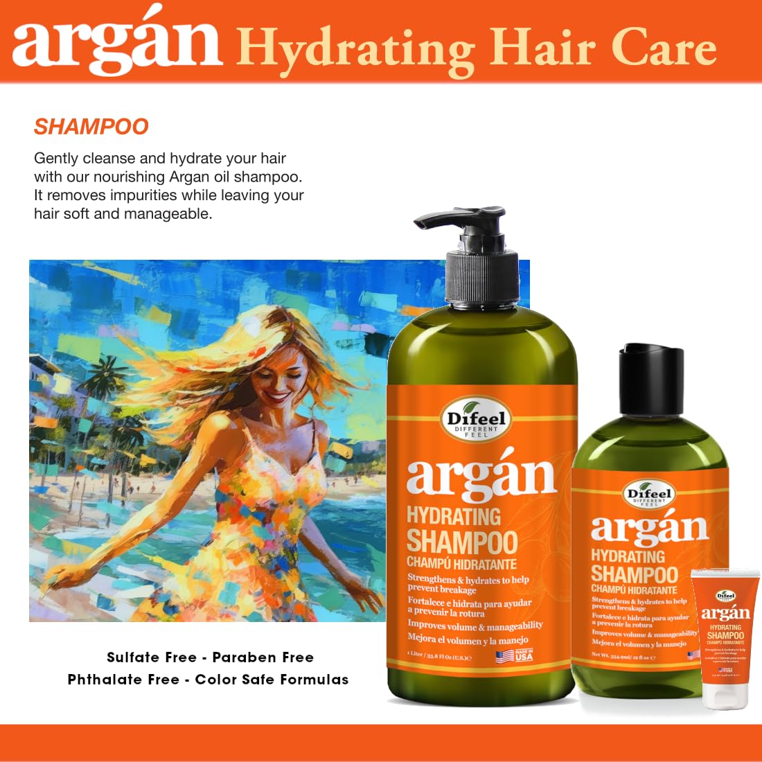 Difeel Hydrating Shampoo & Conditioner Dual Packet 2 oz. - Travel Size Shampoo & Conditioner Packette (1 Ounce Each)