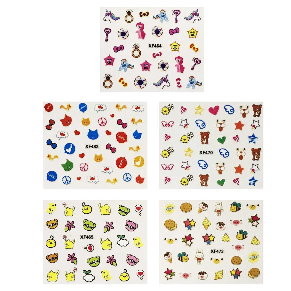 ALLYDREW Funky Cute Funky Patterns Nail Art Nail Stickers 3D Nail Decals, 10 Sheets (300+ Nail Stickers) Beauty & Personal Care allydrew