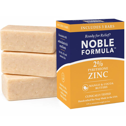Noble Formula 2% Pyrithione Zinc (ZnP) Bar Soap, Vegan Mango and Cocoa Butter for All Skin Types Including Those With Acne, Psoriasis and Eczema, 3.25 Beauty & Personal Care Noble Formula