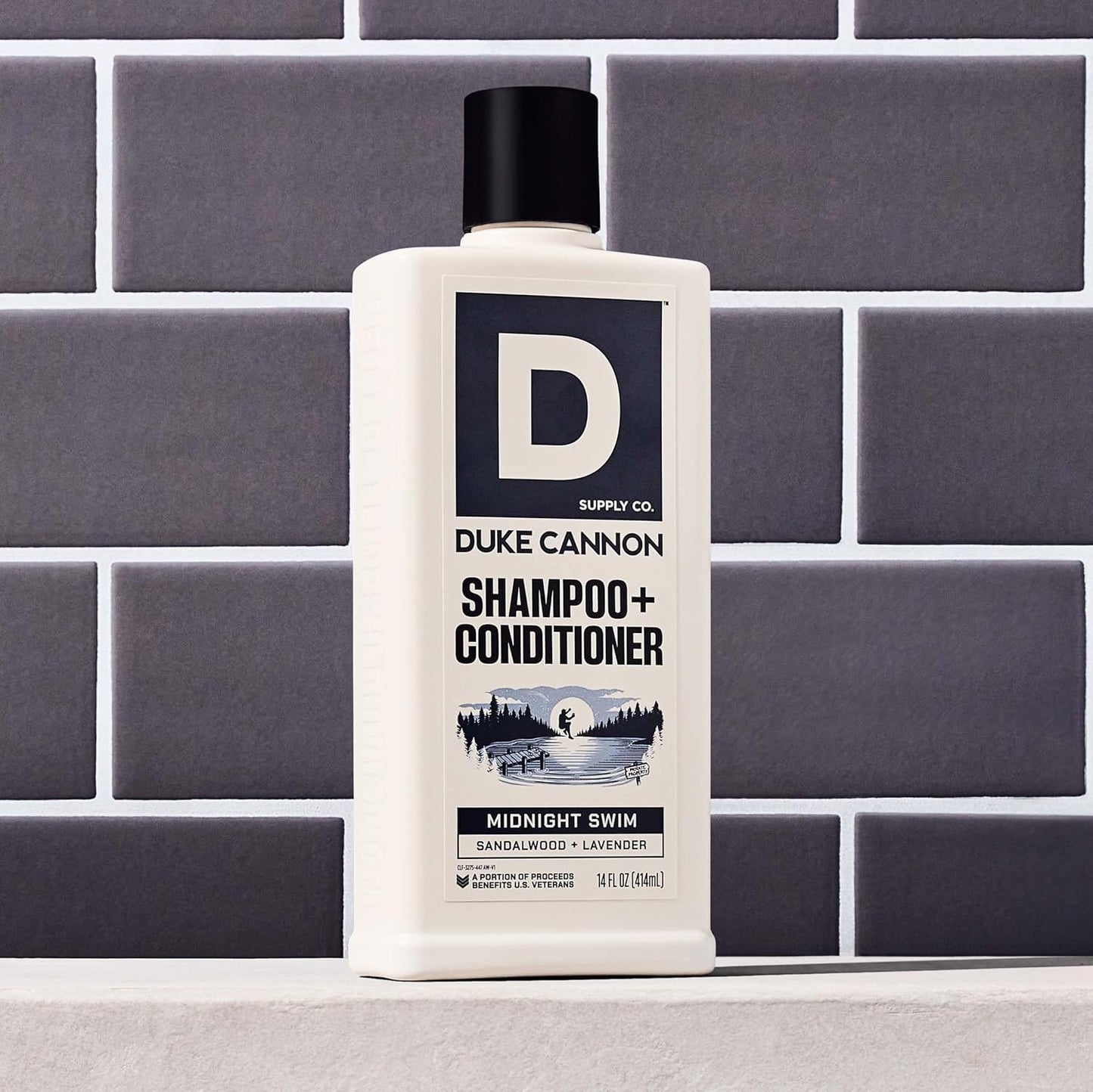 Duke Cannon Supply Co. Midnight Swim 2-in-1 Shampoo and Conditioner for Men - 14 fl oz - Sandalwood + Lavender Scent - Made with Tea Tree Oil