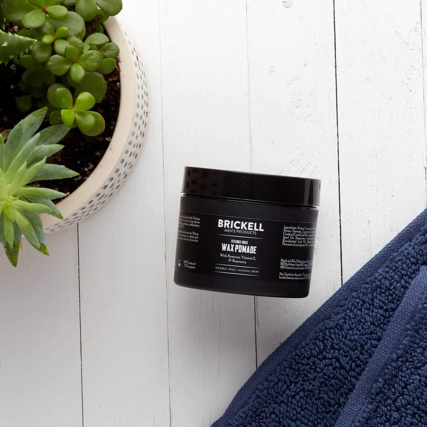 Brickell Men's Products Flexible Hold Wax Pomade for Men, Natural and Organic Irritation Free Natural Shine Hair Styling Product, 2 Ounce, Scented