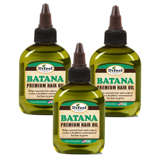 Difeel Batana Premium Hair Oil 2.5 oz (3-PACK). - Batana oil for Hair growth, Restores Moisture & Strengthens Hair