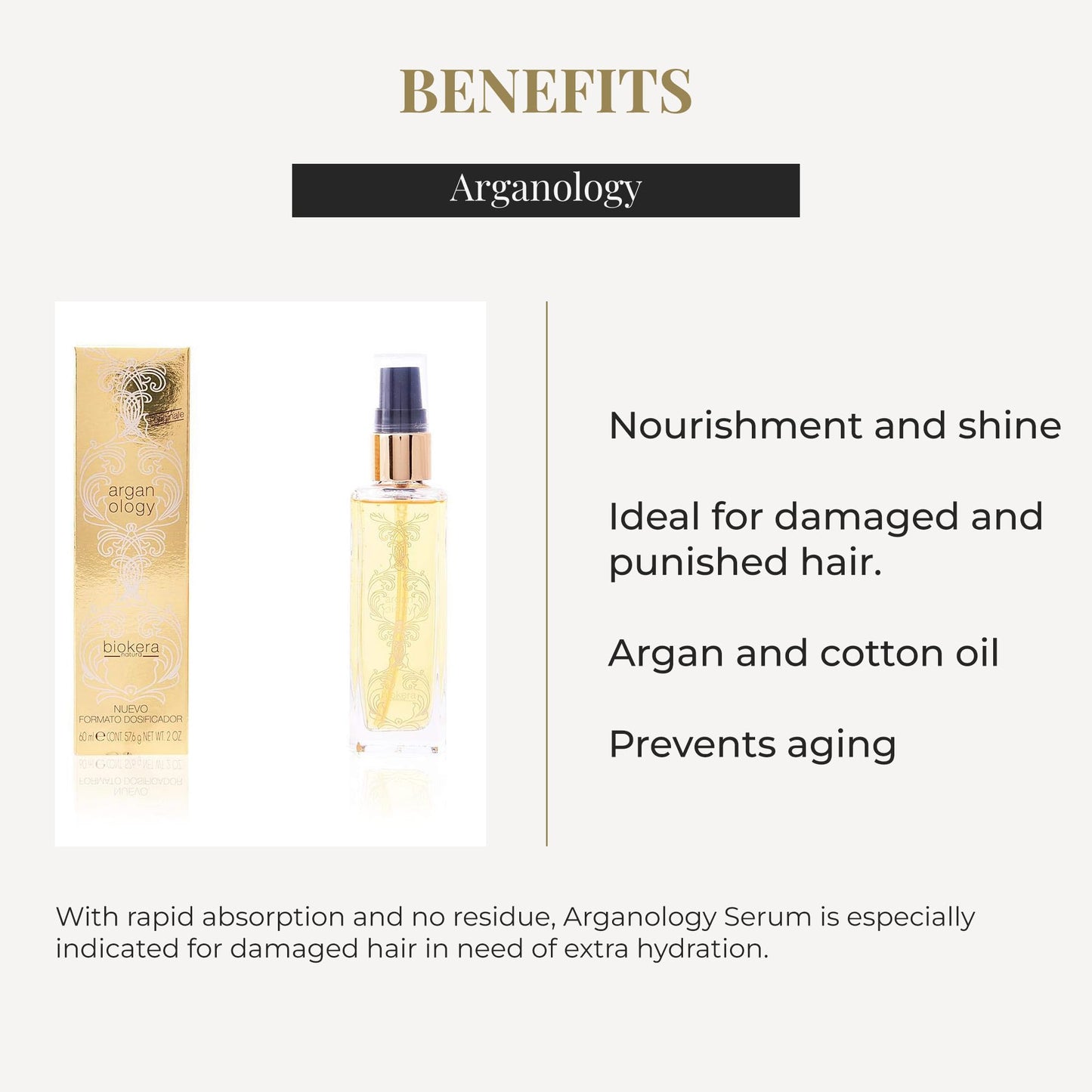 SALERM - Argan Oil Hair Serum - Biokera Arganology - 60 ml - for Very Dry and Damaged Hair - Nutrition and Shine - Revitalizes Hair - Extra Hydration