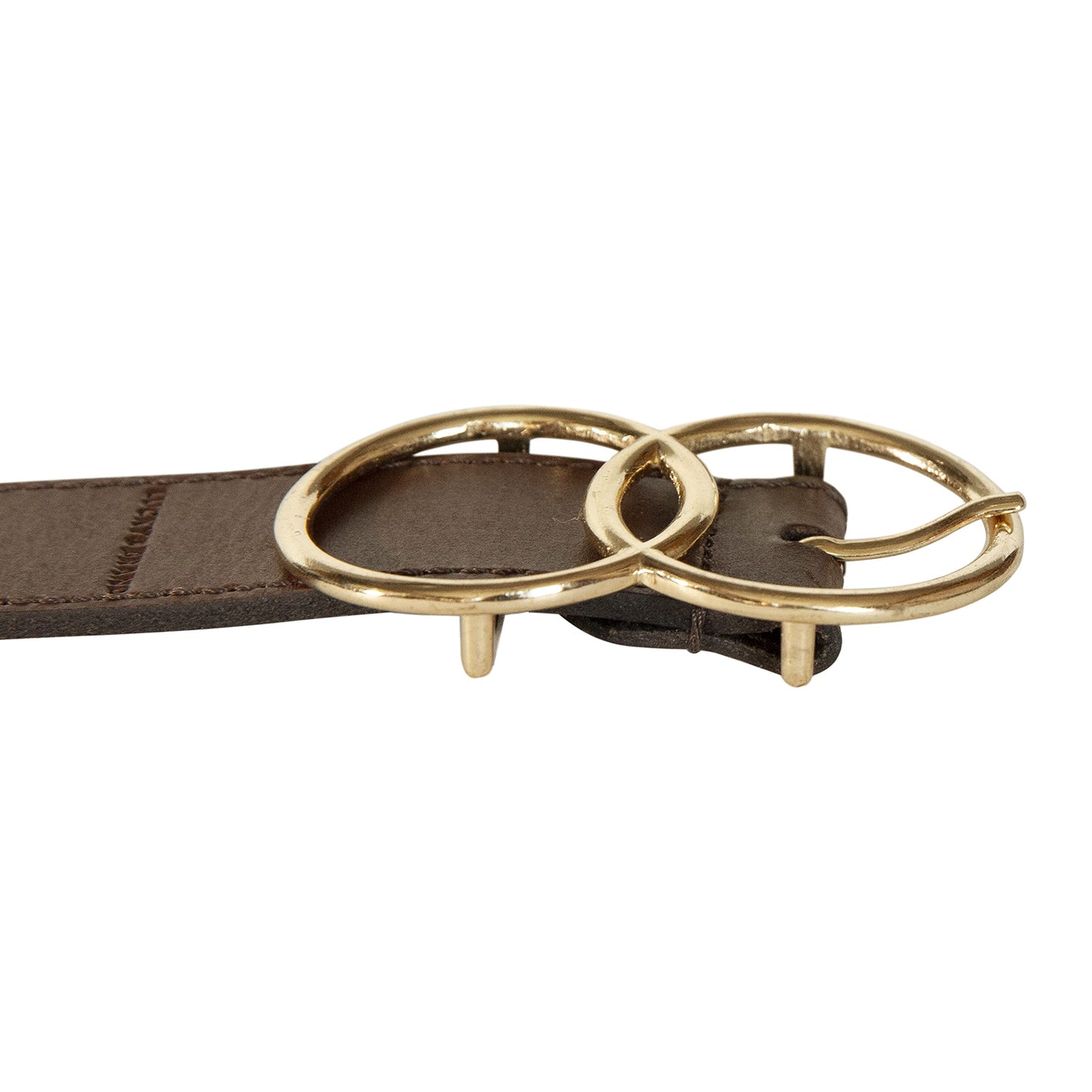 Lucky Brand Women Bold Fashion Statement Belts, Leather Double Ring-Brown, L (31-33"), Large