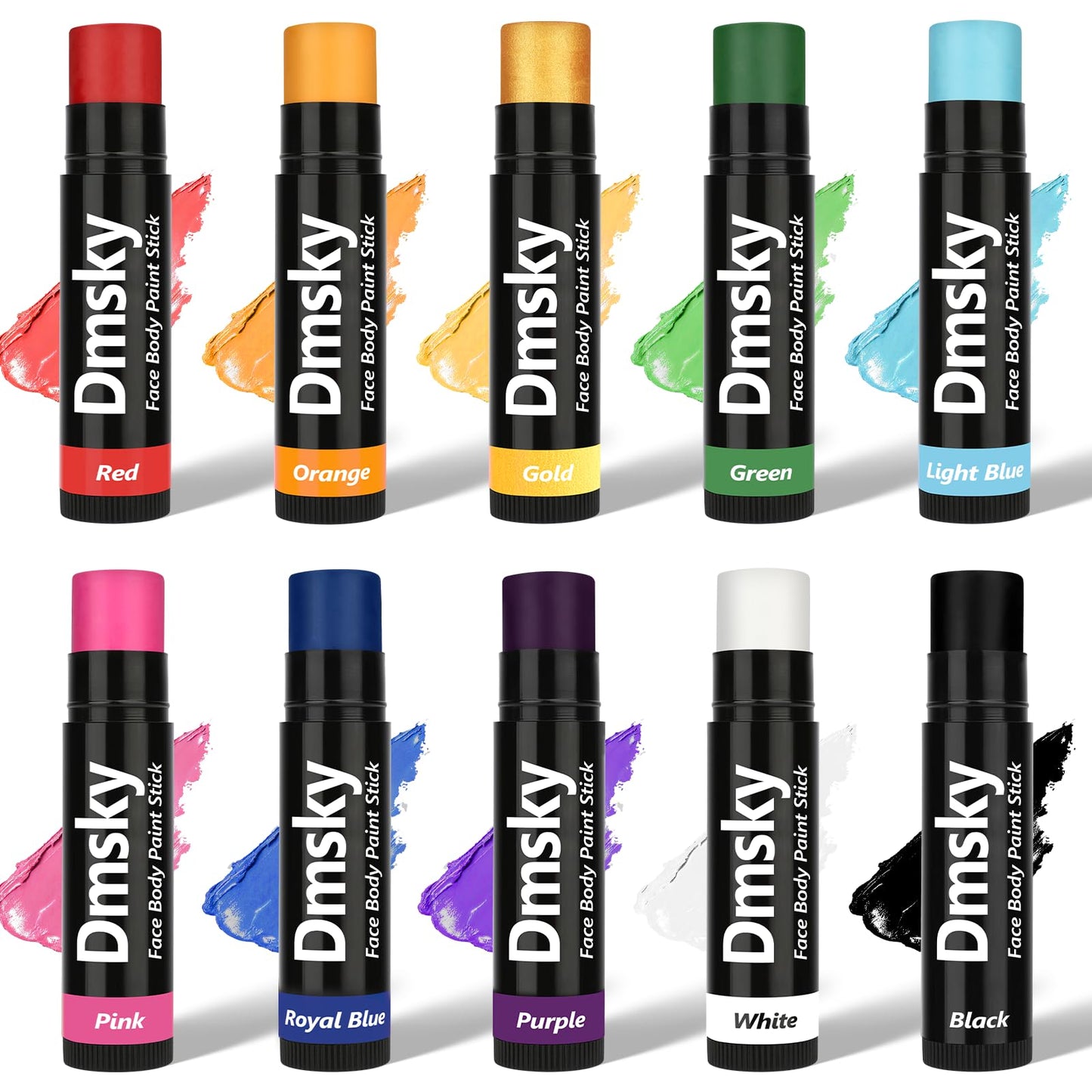 Dmsky 10 Packs Eye Black Sports Stick for Football, Baseball, Softball-Anti-Glare Face Body Paint Stick Kit,Water-Proof Eye Sports Paint Sticks,10