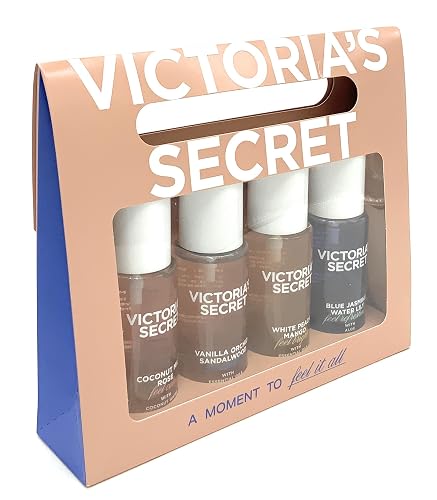 Victoria's Secret Best Of Hair & Body Mist, Set Include: Coconut Milk Rose, Vanilla Orchid Sandalwood, White Peach Mango, Blue Jasmine Water Lily 2.5