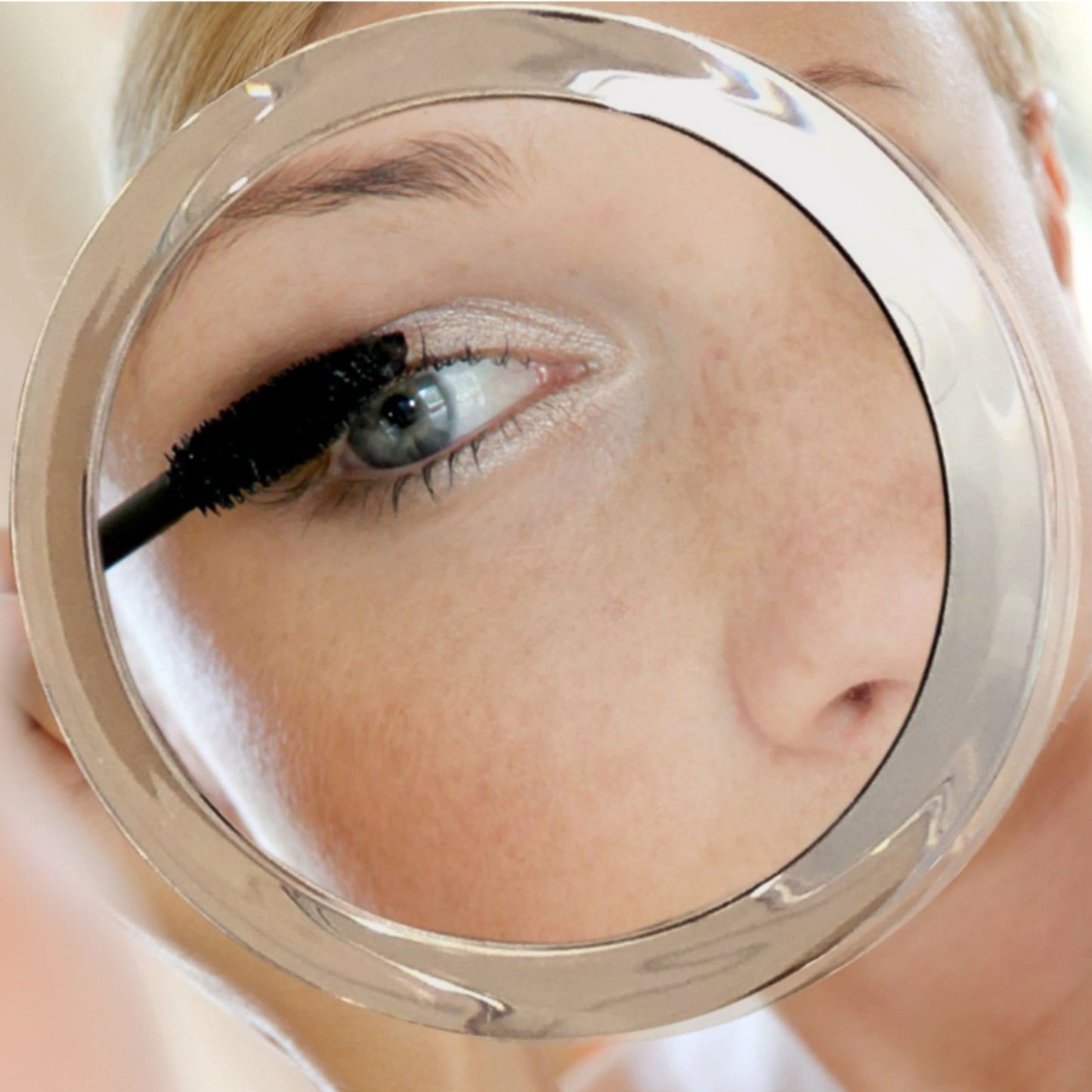 15X Magnifying Mirror - Use for Makeup Application - Tweezing - and Blackhead/Blemish Removal - 6 Inch Round Mirror with Three Suction Cups for Easy