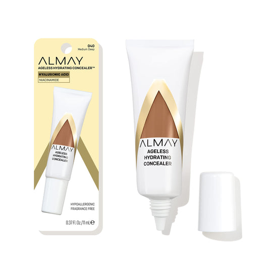 Almay Anti-Aging Concealer, Face Makeup with Hyaluronic Acid, Niacinamide, Vitamin C & E, Hypoallergenic, -Fragrance Free, 040 Medium Deep, 0.37 Fl Oz