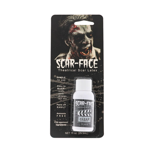 Clear Scar Face Theatrical Liquid Latex 1 oz - Body Paint, Ammonia Free Ideal for Art, Halloween, Theater, Parties, and Cosplay