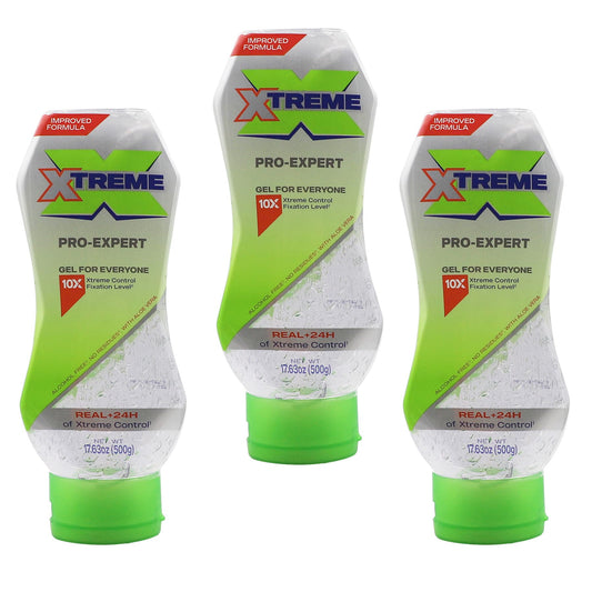 Xtreme Pro-Expert Clear Styling Hair Gel, 17.63 Oz, Pack of 3