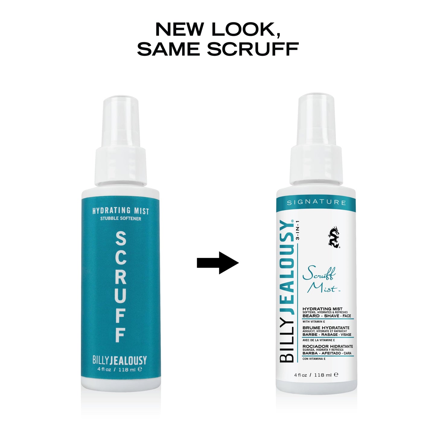Billy Jealousy Signature Scruff Mist 3-in-1 Hydrating Beard, Shave & Face Spray for Men with Vitamin E | Soften Stubble, Refresh, Tone & Moisturize