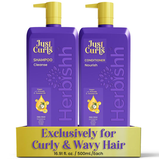 Herbishh Curly Hair Shampoo and Conditioner Set (16.91 oz Each) With Coconut & Avocado Oil for Wavy and Coily, Haircare for Women & Men, Curly Hair Beauty & Personal Care Herbishh