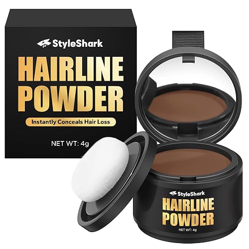 StyleShark Hairline Powder - Sweatproof Root Touch Up and Hair Thinning Cover Up for Women and Men (Auburn)