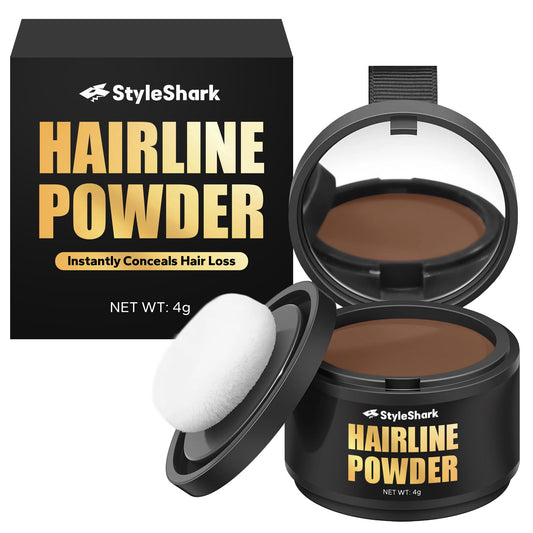 StyleShark Hairline Powder - Sweatproof Root Touch Up and Hair Thinning Cover Up for Women and Men (Auburn)