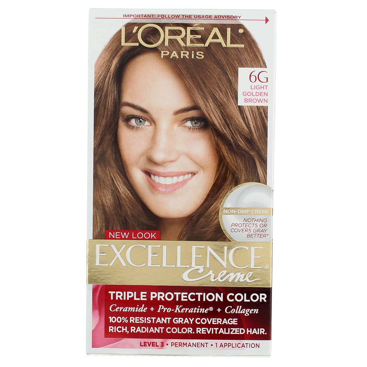 L'Oreal Paris Excellence Creme Triple Protection Hair Color -Light Golden Brown [6G] Pack of 12