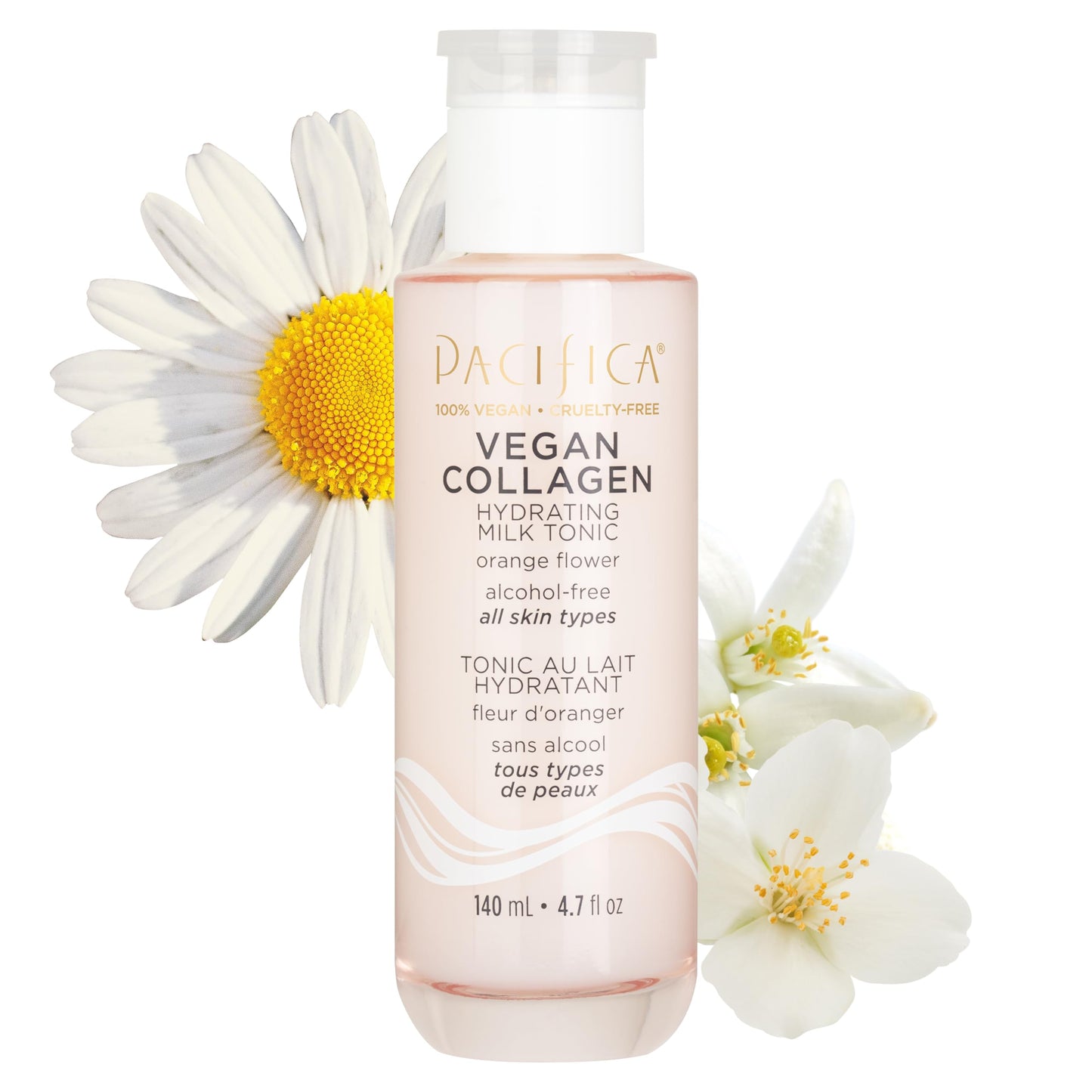 Pacifica Vegan Collagen Hydrating Milk Tonic - Alcohol-Free Milky Toner & Essence Moisturizing Vegan Collagen Face Tonic w/Hyaluronic Acid, Chamomile