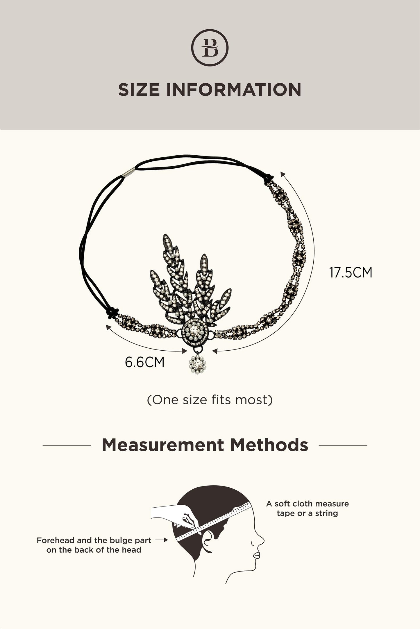 BABEYOND Art Deco 1920's Flapper Great Gatsby Inspired Leaf Medallion Pearl Headpiece Headband Black