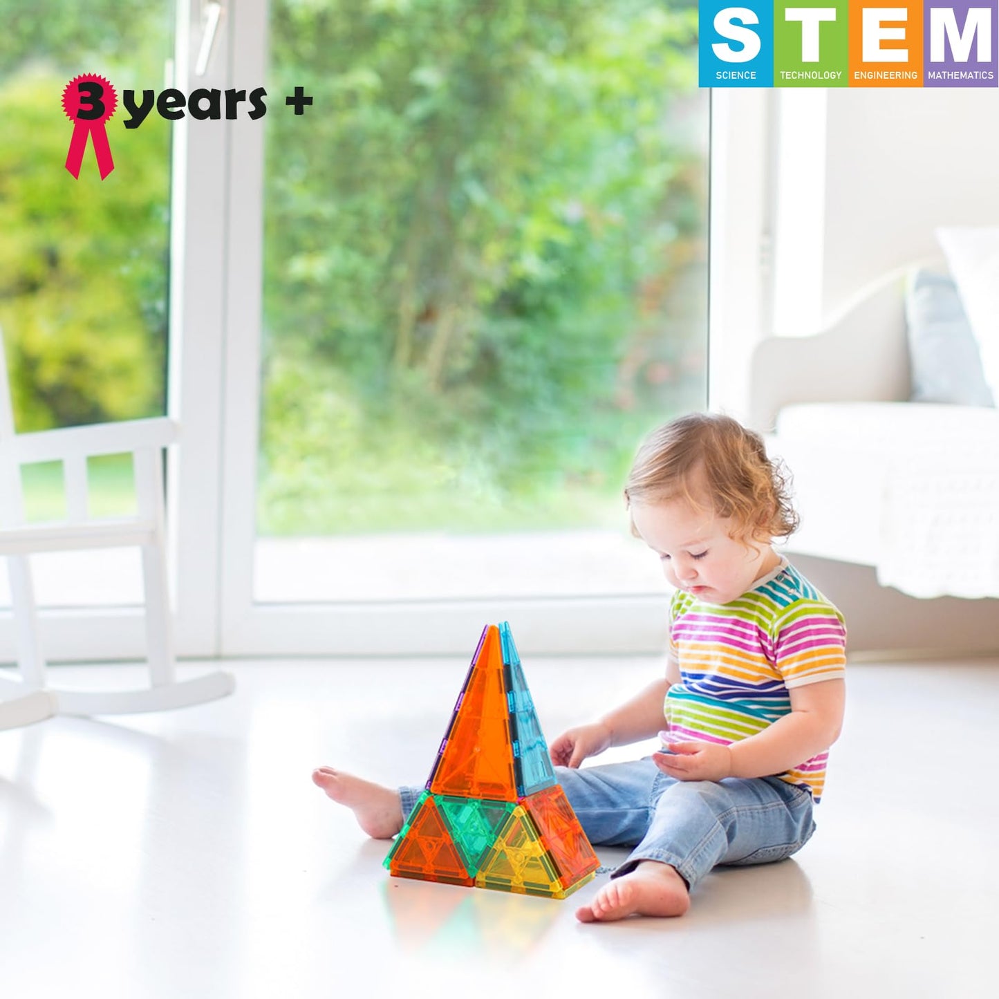 NEOFORMERS STEM Magnetic Tiles 70pcs – Montessori Building Blocks for Toddlers 3+, Educational Construction & Creative Learning Toy Set