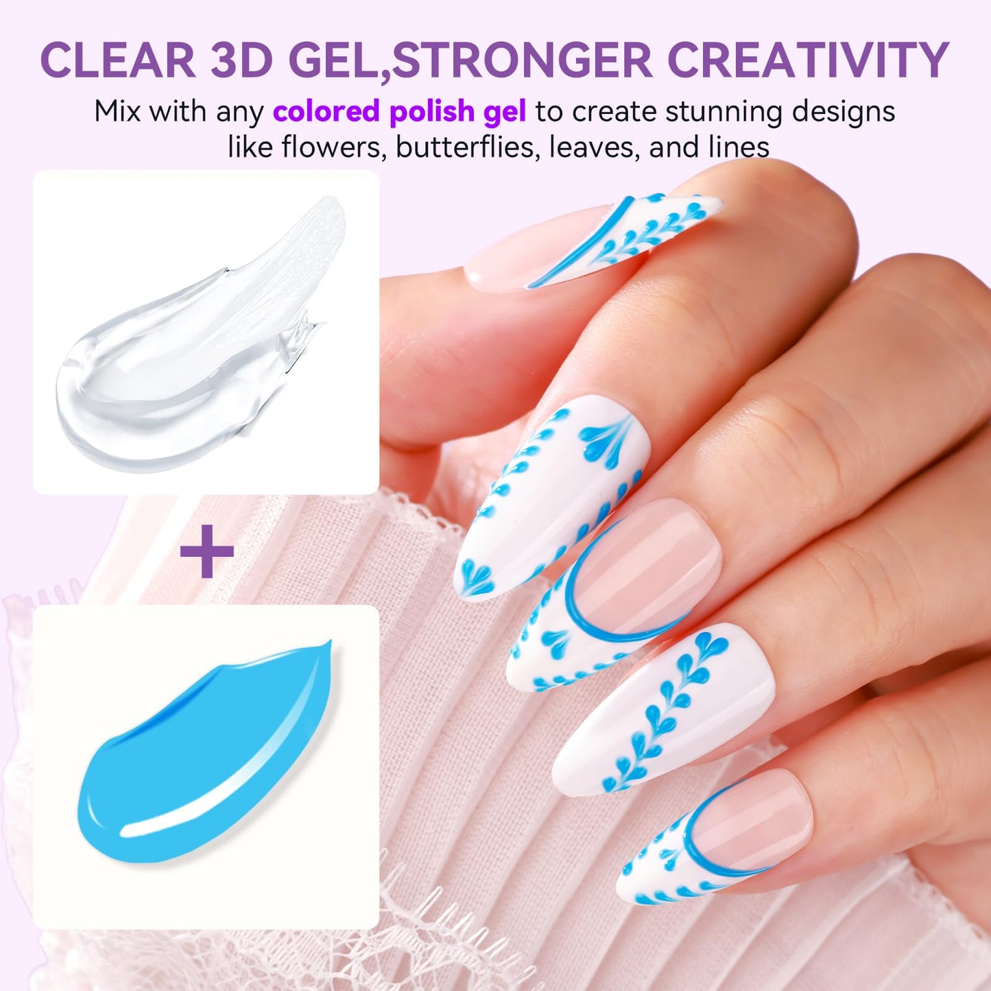 Makartt 3D Gel Nail Art: Clear 3D Painting Gels for Chrome Powder, 3D Sculpting No Wipe for Gel Nail Polish, 3D Carving Drawing Gels for Nails Art at Beauty and Personal Care Makartt