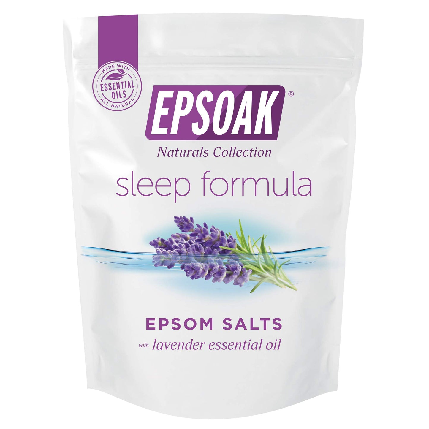 Epsoak Epsom Salt 12 lb. Magnesium Sulfate USP. (Qty. 6 x 2lb. Bag), Lavender Sleep Formula, Resealable Epsom Salt Bag, Made in The USA, Cruelty-Free Beauty and Personal Care Epsoak