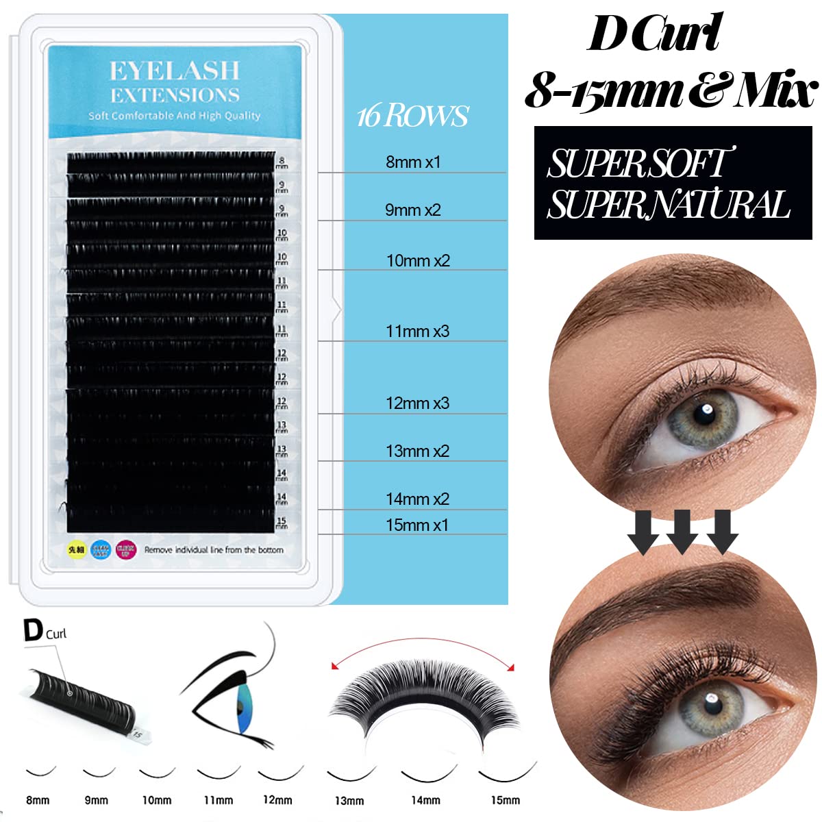 Lash Extension Kit Professional USB Eyelash Fan Individual 0.07D Curl Mix 8-15mm Extra Strong Glue Lash Glue Remover Eye Patch Silicone Pad