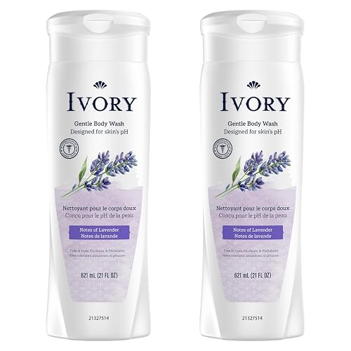 Ivory Body Wash, Designed for the Whole Family, Gentle Formula, Free of Dyes Heavy Perfumes Parabens Phthalates & Silicones, Lavender Scent, 21 oz