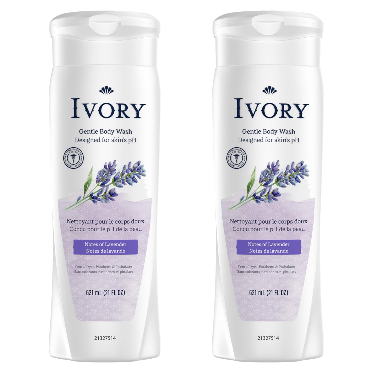 Ivory Body Wash, Designed for the Whole Family, Gentle Formula, Free of Dyes Heavy Perfumes Parabens Phthalates & Silicones, Lavender Scent, 21 oz