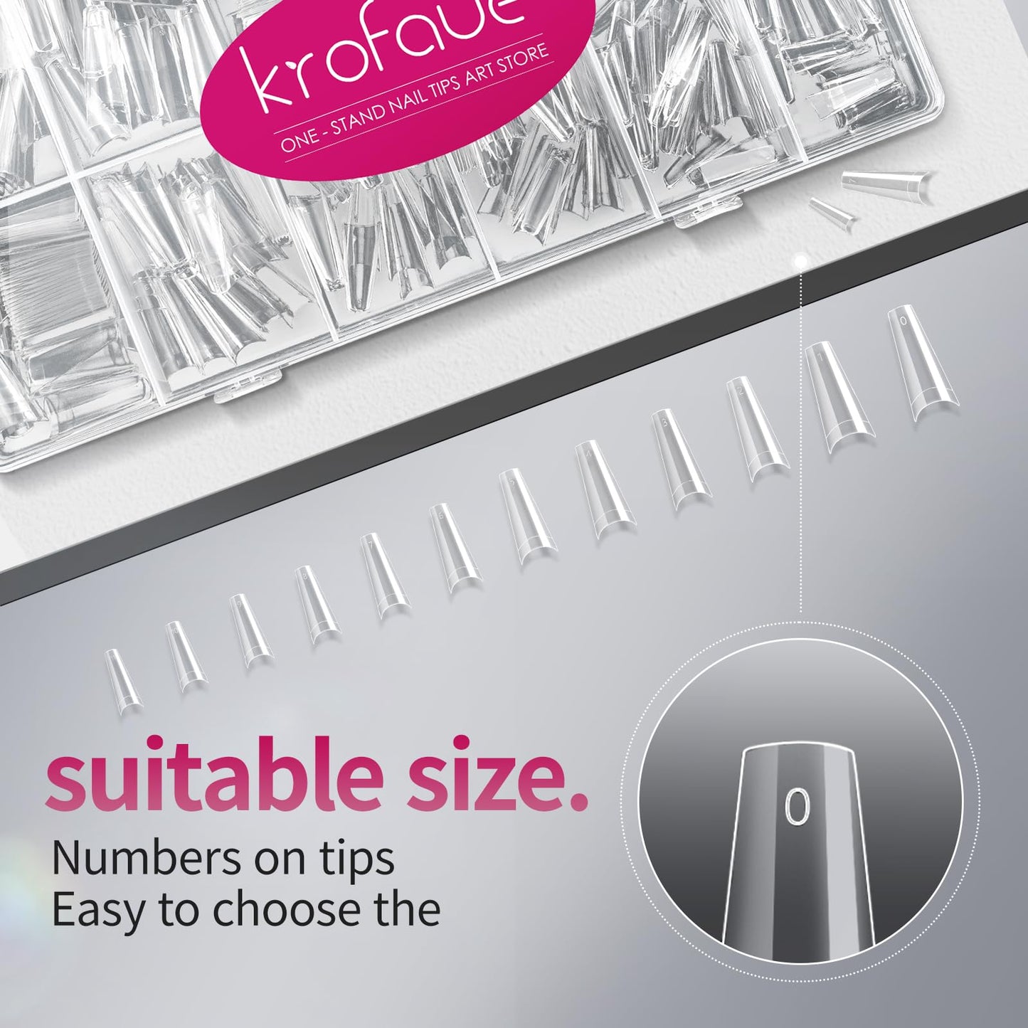krofaue Half Cover Coffin Nail Tips - Acrylic Nail Tips Beauty and Personal Care krofaue