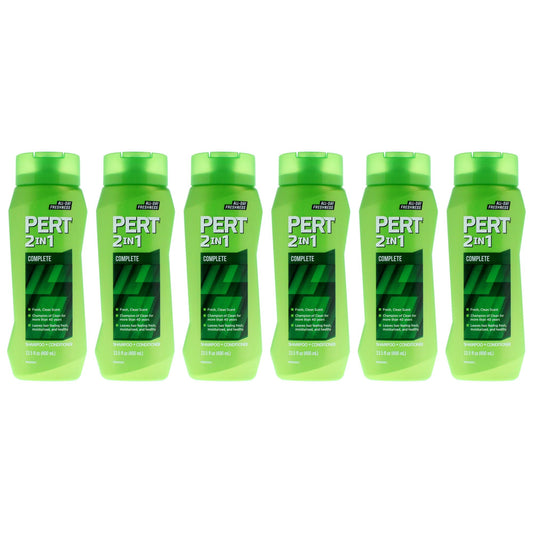 PERT 2 in 1 Complete Clean Shampoo and Conditioner - Mens Shampoo for Daily Use - Hair Conditioner for Men - Removes Dirt, Oil, and Build Up - 6 pc