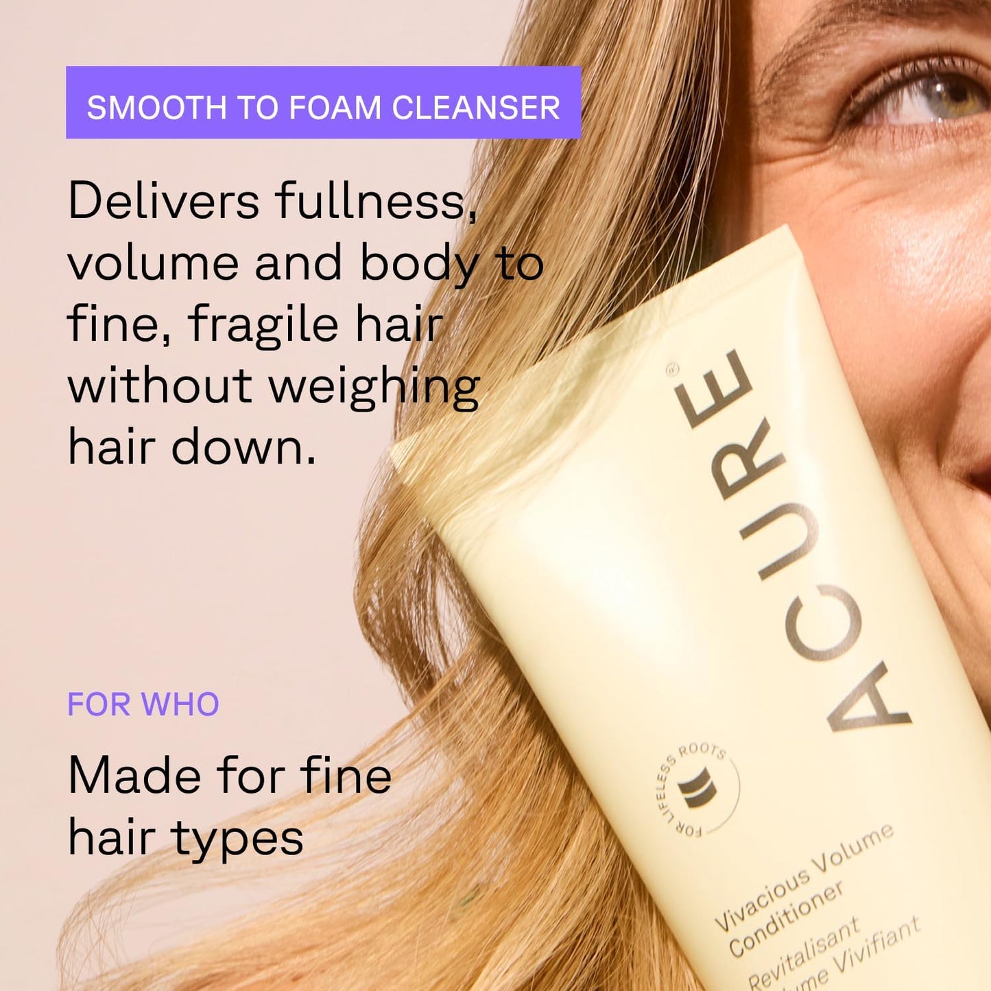 Acure Vivacious Volume Conditioner - Volumizing Conditioner for Women & Men, Lightweight & Moisturizing for Fine, Thinning Hair, Boost & Lift Thin