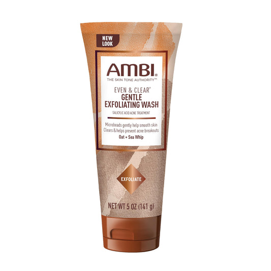 Ambi Even & Clear Gentle Exfoliating Wash with Oat and Sea Whip, Salicylic Acid Acne Treatment, Helps Clear & Prevent Breakouts, Exfoliates to Help