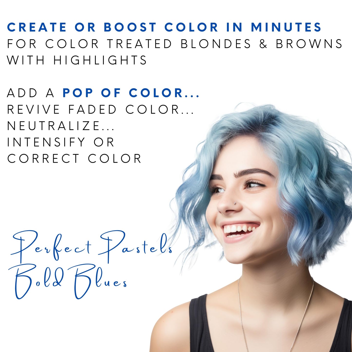 Watercolors Base Drops, Temporary Hair Dye Color Booster, Cruelty-Free, 4 oz - BLUE
