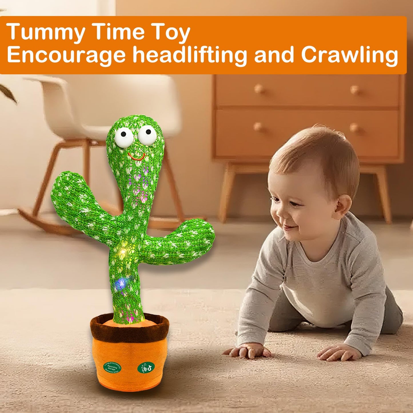 Hunfur Dancing Mimicking Talking Cactus Toy,Funny Gift for Toddler 1 2 3 Year Old Boy Girl,Singing Record Repeat What You Say Light Up Baby Infant…