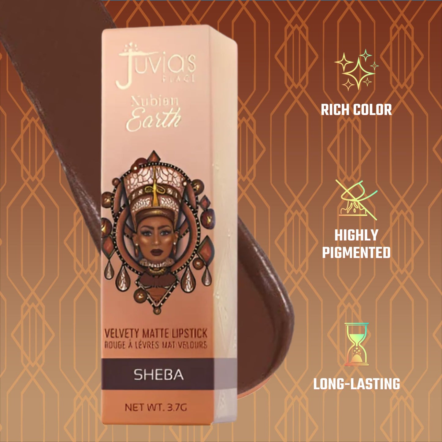 Juvia's Place Nubian Earth Matte Lipstick Sheeba - Hydrating Long-lasting Lipstick, Richly Pigmented Lip Makeup, Creamy with Matte Finish Beauty & Lip