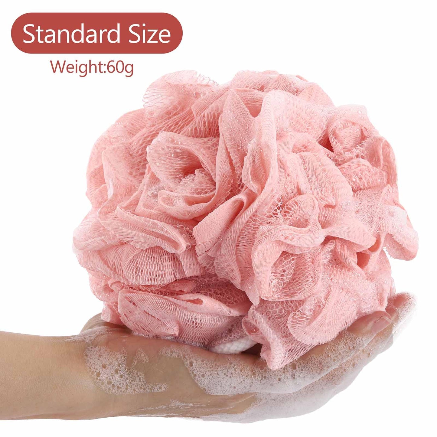 BTYMS 4 Pcs Loofah Sponge 60g/pc Mesh Pouf Bathing Sponges Bath Scrunchies Shower Puff