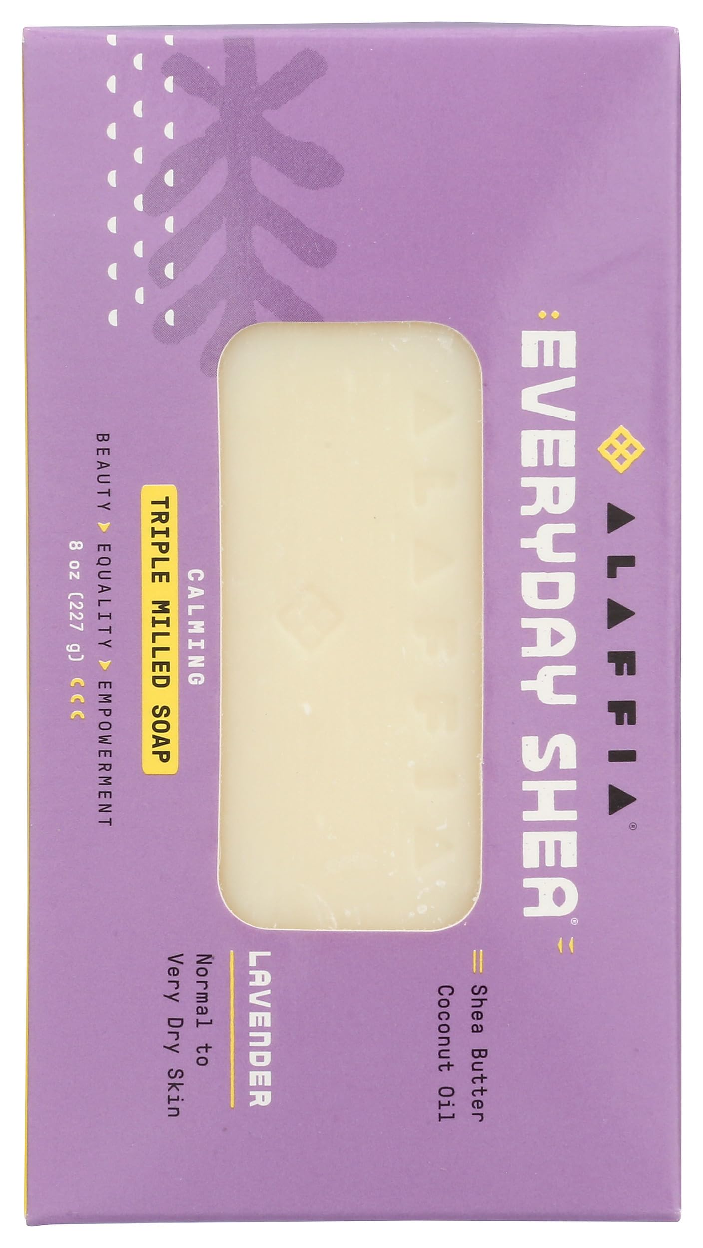 Alaffia Lavender Everyday Shea Bar Soap, 8 OZ